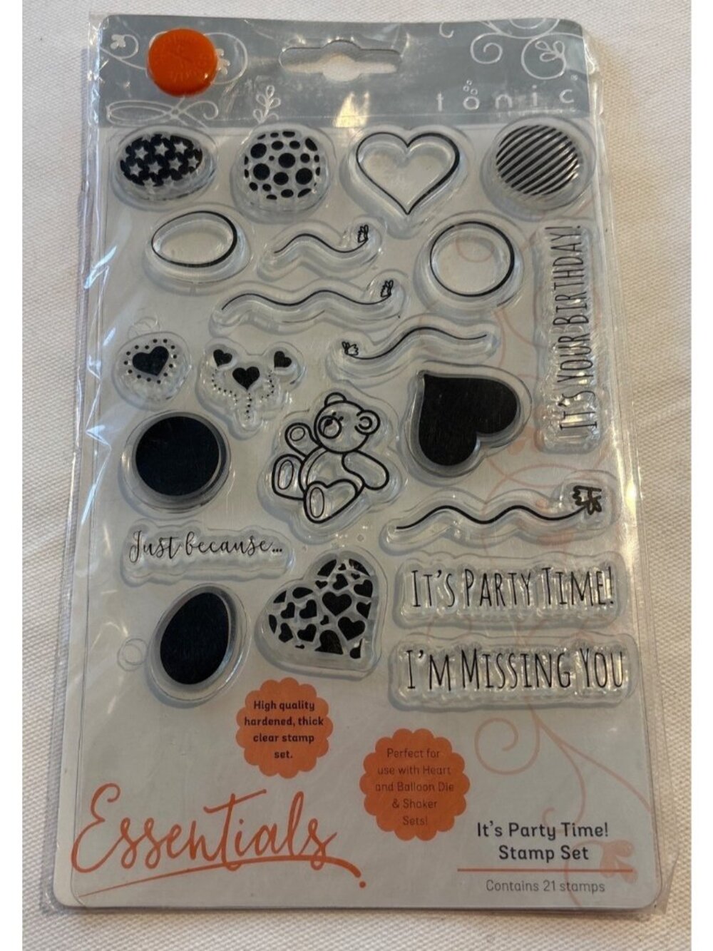 Its Party Time Clear Stamp Set Essentials, Tonic Studios 21 Pieces DIY Crafting